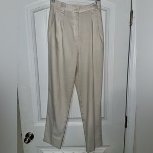 American Apparel Off-White High-Waisted Twill Ankle Pant